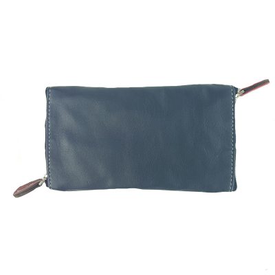 Glasses double leather case navy